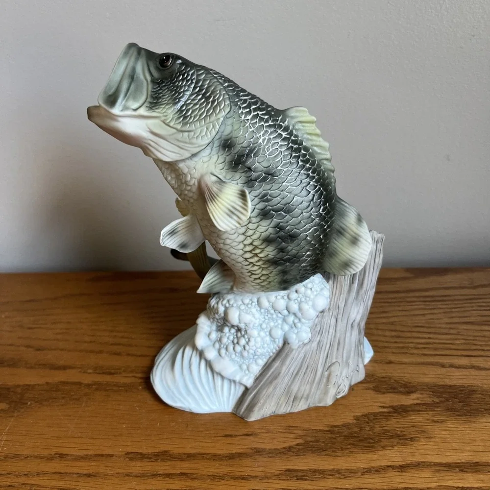 Vintage 1988 Homco Masterpiece Porcelain Figurine Large Mouth Bass Fish